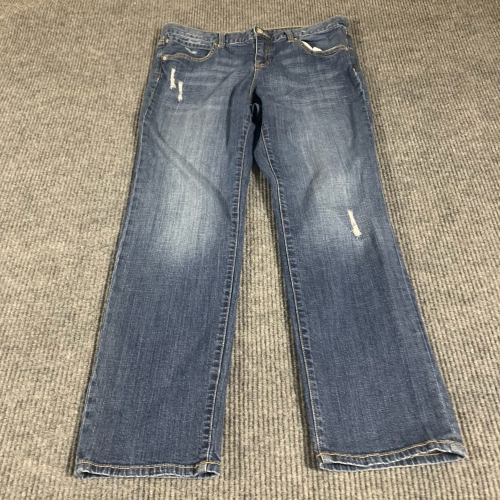 Gap Jeans Womens 14‎ 32 R Blue Denim Slim Boyfriend Dark Wash Distressed 36x31